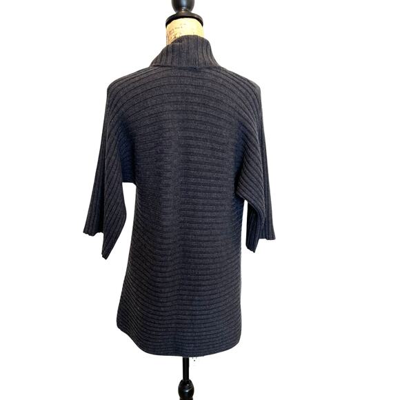 Talbots Open Front Merino Wool Ribbed Cardigan Charcoal Women's SP - Picture 3 of 8